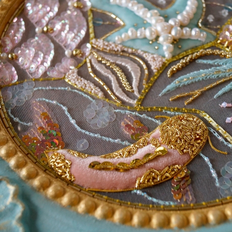 Работа с курса ручной вышивки "Морские узоры", школа Embcentre, г. Ярославль